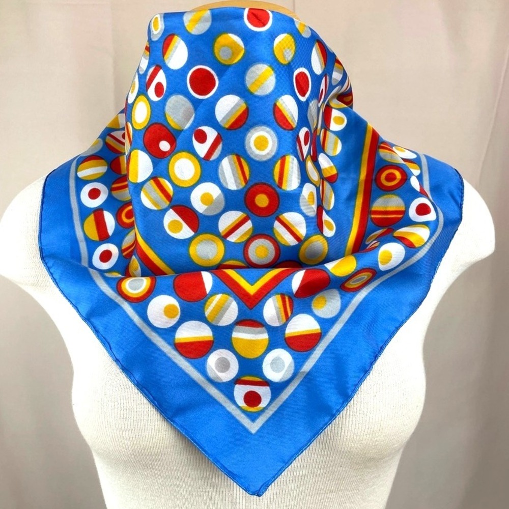 Vintage Nautical Square 19" Blue Geometric Secretary Mod 70s - Picture 2 of 6